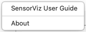 SensorViz Help menu