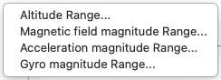 SensorViz Ranges submenu