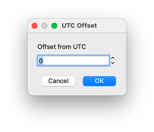 SensorViz UTC Offset dialog