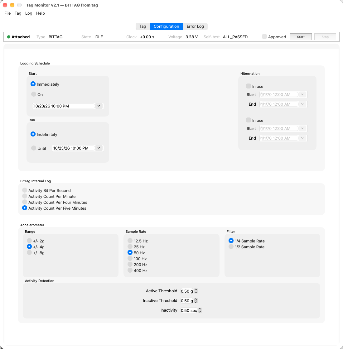 Tag Monitor classic BitTag configuration