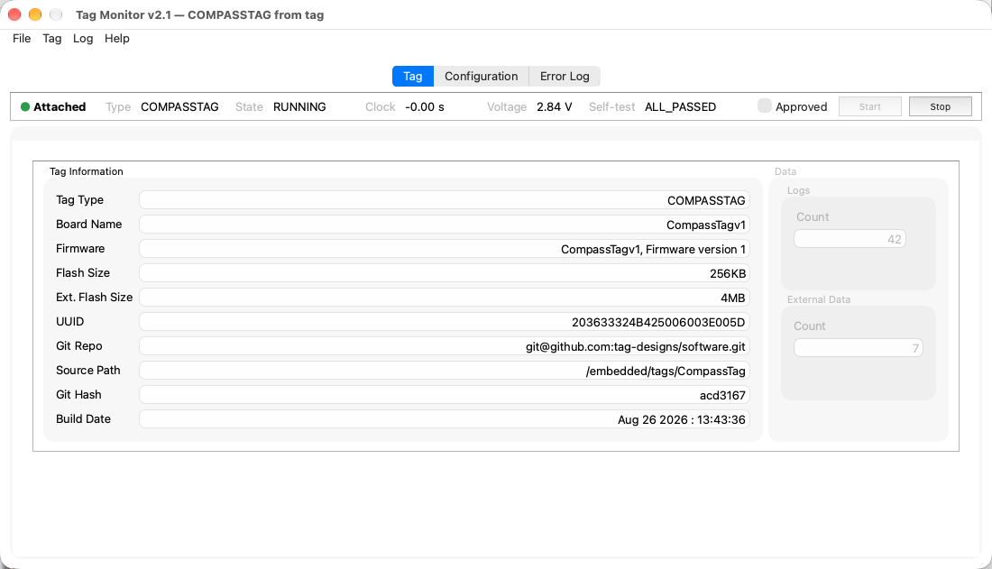 Tag Monitor with a running CompassTag