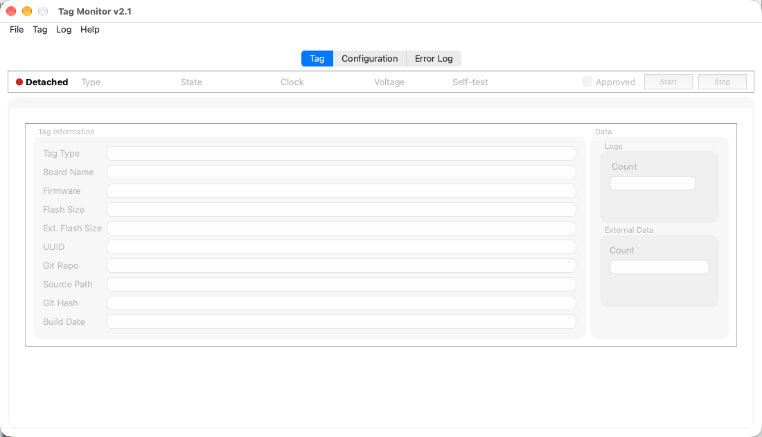 Tag Monitor opening screen