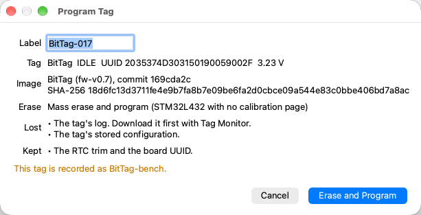 The Program dialog