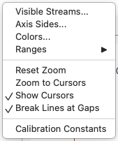 SensorViz View menu