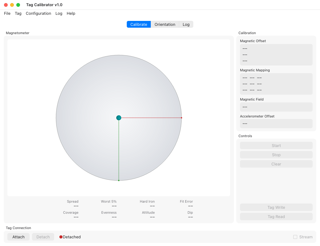 Tag Calibrator when it opens, before a tag is attached