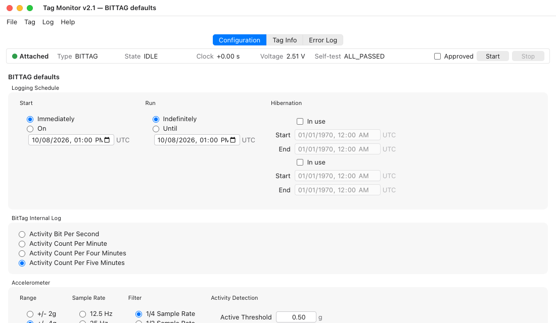 tagmonitor on the Configuration tab, with a BitTag attached
