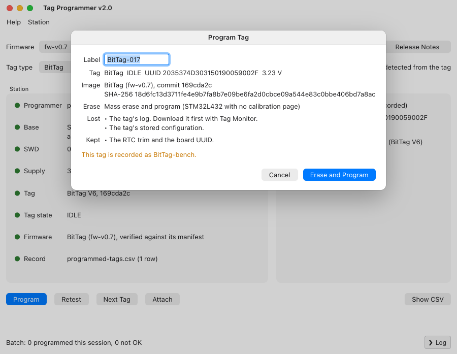 The Program dialog